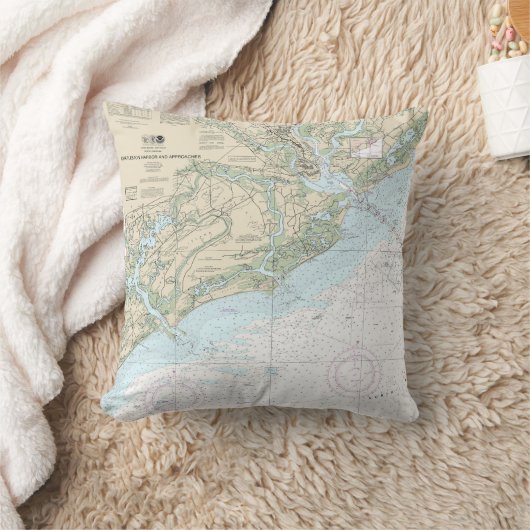 チャールストンの港とアプローチの航海のチャート クッション (ブランケット)