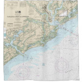 チャールストンの港とアプローチの航海のチャート シャワーカーテン (正面)