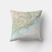 チャールストンのSC港の航海のな図表の枕 クッション (裏面)