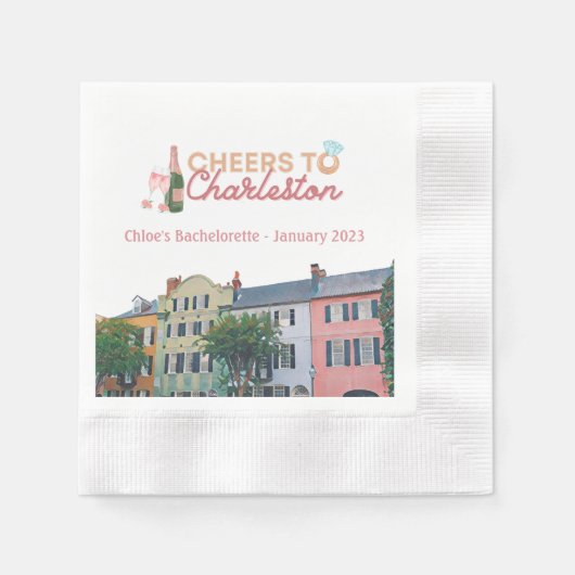 チャールストンへ乾杯 バチェロレッテパーティー ナプキン 縁ありカクテルナプキン (正面)