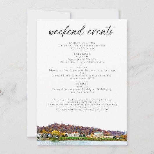 チャールストンウェストバ結婚ージニアのウェルカム日程 招待状 (裏面)