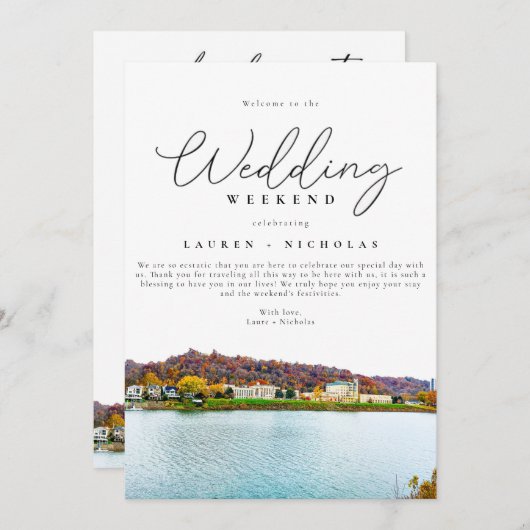 チャールストンウェストバ結婚ージニアのウェルカム日程 招待状 (正面/裏面)