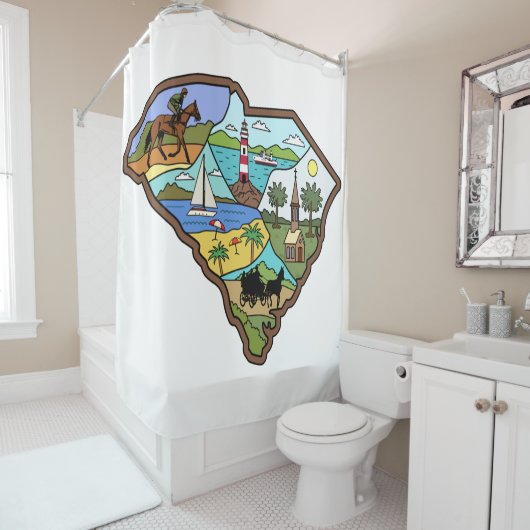 チャールストンコロンビアサウスカロライナビーチ シャワーカーテン (インサイチュ)