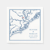チャールストンサウスカロライナの地図エレガントな結婚式 スタンダードカクテルナプキン (正面)