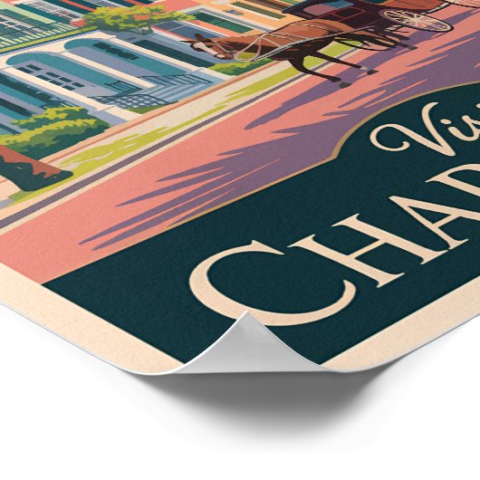 チャールストンサウスカロライナイラストレーショントラベルアート ポスター (角)