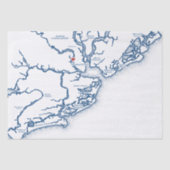 チャールストンサウスカロライナエレガントの地図ネイビーブルー 薄葉紙 (正面)