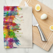 チャールストンサウスカロライナスカイライン キッチンタオル (四つ折り)