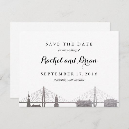 チャールストンサウスカロライナフェイクシルバーハガキ 案内ポストカード (正面/裏面)