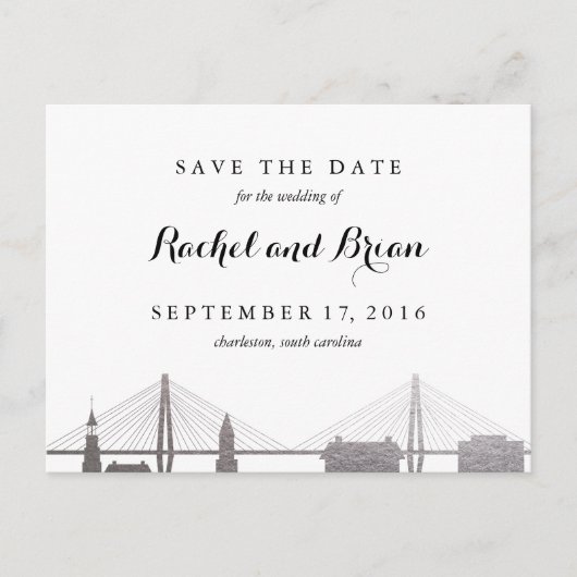 チャールストンサウスカロライナフェイクシルバーハガキ 案内ポストカード (正面)