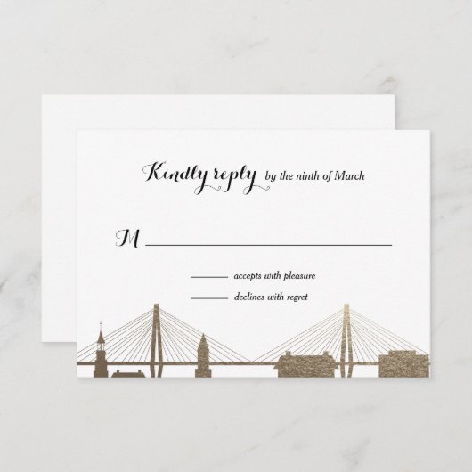 チャールストンサウスカロライナフェイク金ゴールドRsvpカード 出欠カード (正面/裏面)