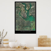 チャールストンサウスカロライナ宇宙衛星地図 ポスター (キッチン)