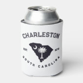 チャールストンサウスカロライナ州旗のマップ海軍のお土産 缶クーラー (缶正面)