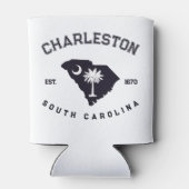 チャールストンサウスカロライナ州旗のマップ海軍のお土産 缶クーラー (裏面)