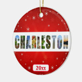 チャールストンサウスカロライナ旅行写真クリスマス セラミックオーナメント (左)