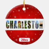 チャールストンサウスカロライナ旅行写真クリスマス セラミックオーナメント (裏面)