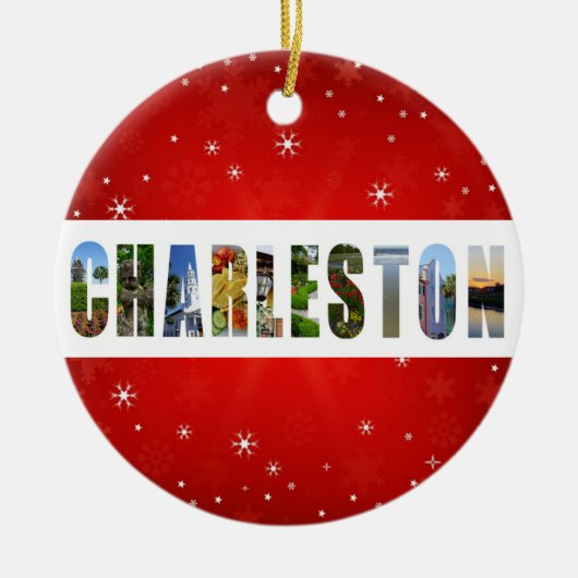 チャールストンサウスカロライナ旅行写真クリスマス セラミックオーナメント (正面)