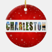 チャールストンサウスカロライナ旅行写真クリスマス セラミックオーナメント (裏面)