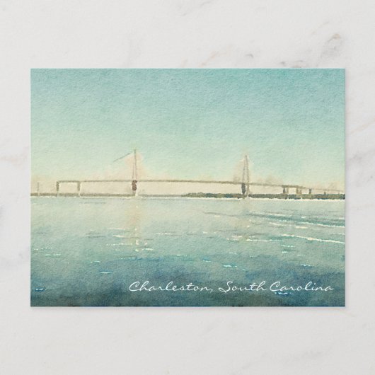 チャールストンサウスカロライナ橋ウォータカラープリント ポストカード (正面)