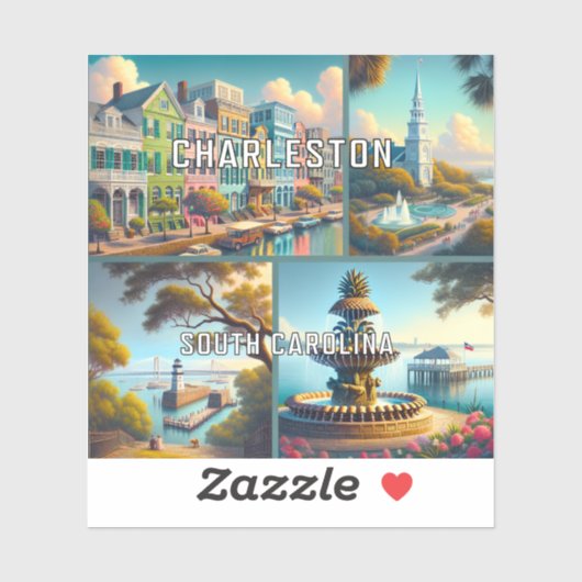 チャールストンサウスカロライナ3インチビニールステッカー シール (シート)