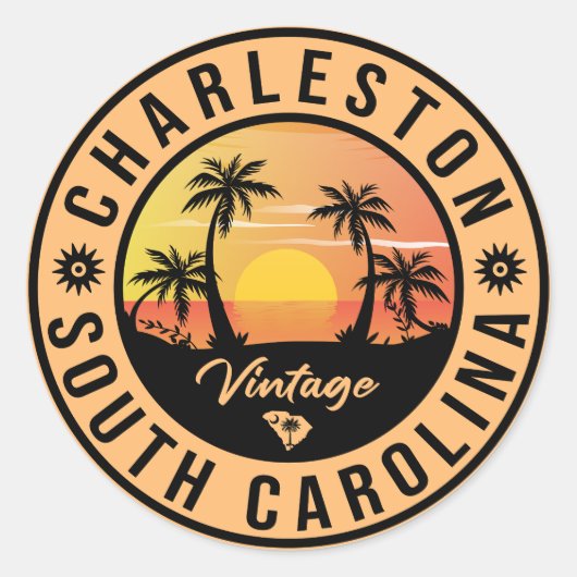 チャールストンサウスカロライナ – ヴィンテージ60sお土産 ラウンドシール (正面)