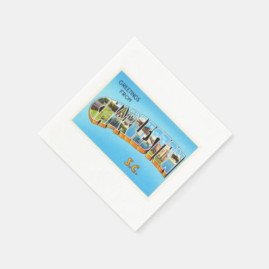 チャールストンサウスカロライナSCオールドヴィンテージポストカード –  スタンダードカクテルナプキン (角)