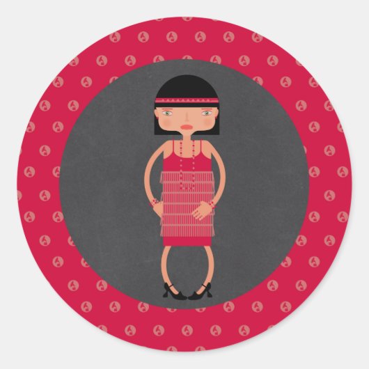 チャールストンシックガールバースデーパーティー ラウンドシール (正面)