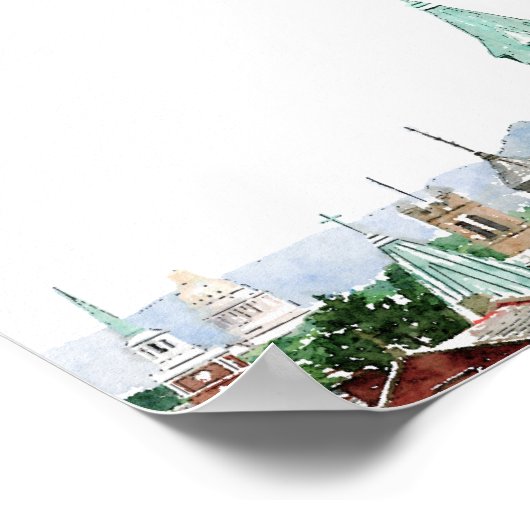 チャールストンチャーチと州ウォーターカラープリント ポスター (角)