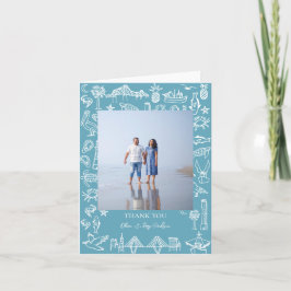 チャールストントイ縁どレインブルー サンキューカード