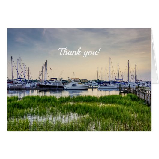 チャールストンハーバーボーツサンセットサンキューカード (正面横)