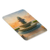 チャールストンパイナップルファウンテンウォーターカラーサンセット マグネット (右側)