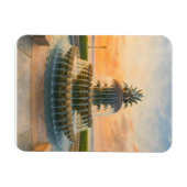 チャールストンパイナップルファウンテンウォーターカラーサンセット マグネット (横)