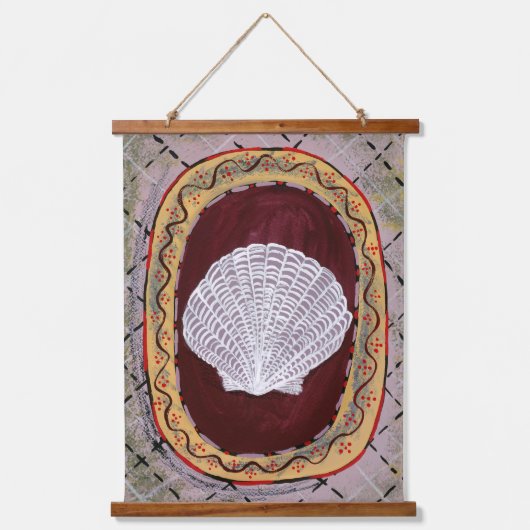 チャールストンファームハウスシェルプリントウォールつるズ 吊り下げ型タペストリー (正面)