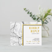 チャールストンラブロケーター | RSVP返信 箔招待状ポストカード (立ち正面)