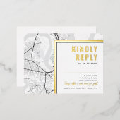 チャールストンラブロケーター | RSVP返信 箔招待状ポストカード (正面/裏面)