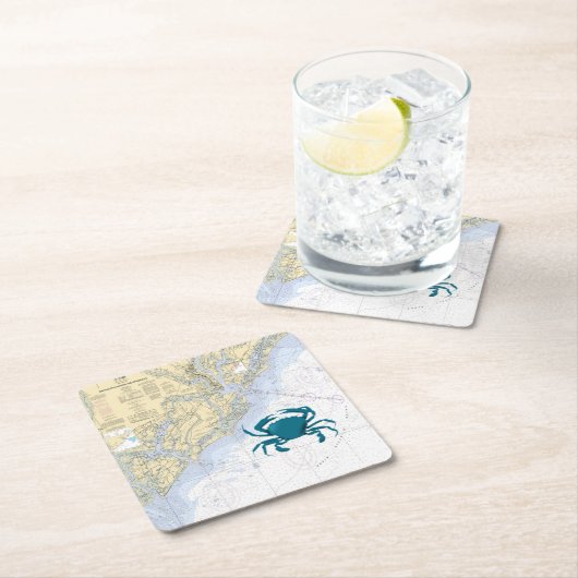 チャールストン港のヴィンテージの航海のな地図 スクエアペーパーコースター (インサイチュ)