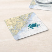 チャールストン港のヴィンテージの航海のな地図 スクエアペーパーコースター (アングル)