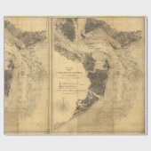 チャールストン港サウスカロライナ(1863年)の地図 ラッピングペーパー (フラット)