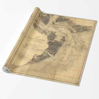 チャールストン港サウスカロライナ(1863年)の地図 ラッピングペーパー