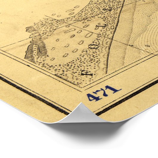 チャールストン港湾南北戦争地図1863年9月7日 ポスター (角)