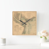 チャールストン港1865年の航海のな図表 スクエア壁時計 (ホーム)