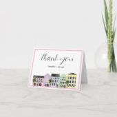 チャールストン結婚ズレインボーローピンク縁どク サンキューカード (正面)