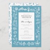 チャールストン縁どトワイルインブルーシャワー 招待状 (正面/裏面)