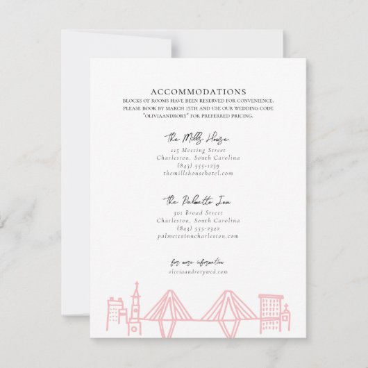 チャールストン縁どトワイルPink宿泊 ノートカード (正面)
