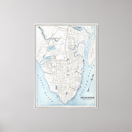 チャールストン・サウスカロライナのヴィンテージの地図（1898年） キャンバスプリント (正面)