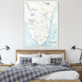 チャールストン・サウスカロライナのヴィンテージの地図（1898年） キャンバスプリント (インサイチュ (寝室))
