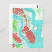 チャールストン・サウスカロライナのヴィンテージ地図(1958年) 2 ポストカード (正面/裏面)