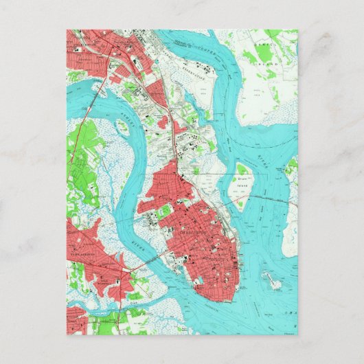 チャールストン・サウスカロライナのヴィンテージ地図(1958年) 2 ポストカード (正面)