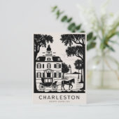 チャールストン、サウスカロライナ州ブラック&ホワイト ポストカード (スタンド正面)