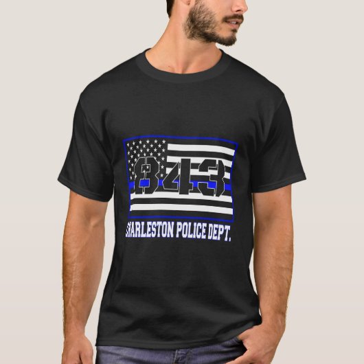 チャールストン・サウスカロライナ州警察官米国国旗 Tシャツ (正面)