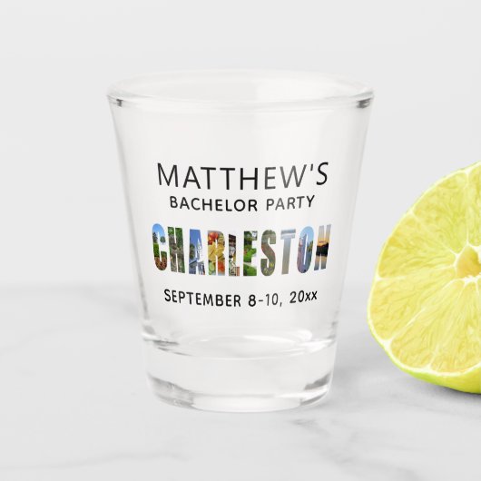 チャールストン サウスカロライナ州 結婚式前パーティーのお土産 ショットグラス (正面)
